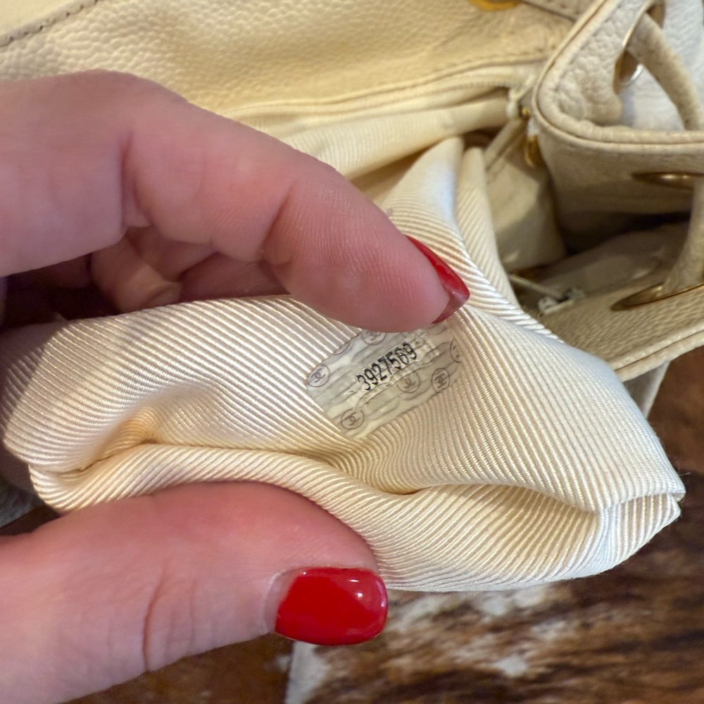 Vintage CHANEL Cream Caviar Triple CC Backpack - Picture 16 of 16